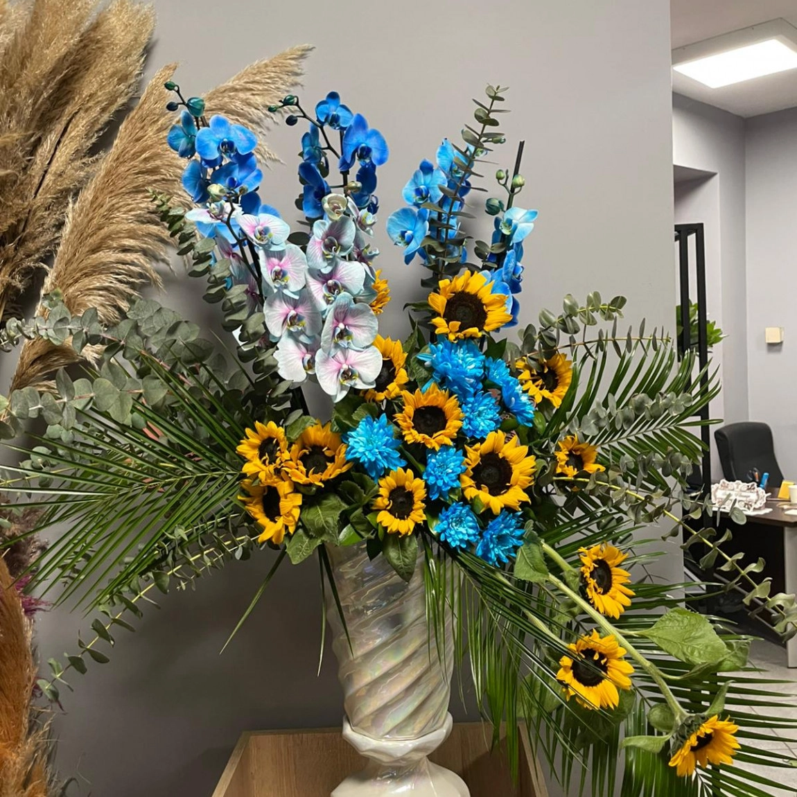 Luxe Orchid & Sunflower Arrangement